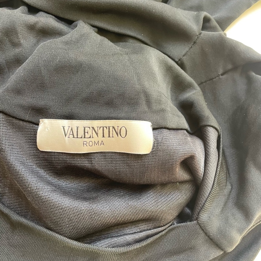Vintage Valentino Roma Black Draped Dress with Velvet Belt Rare Retro Italian - Picture 12 of 12